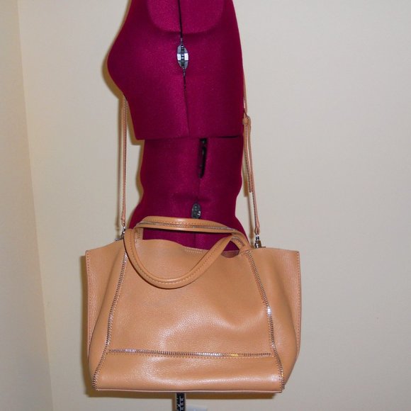 Botkier Handbags - Botkier New York Camel Tan Leather Convertible Zipper Handbag 2 Handles 1 Strap